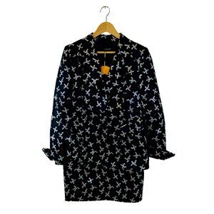 Vintage Escada Silk-blend Blazer & Skirt Suit - Black & Silver - Women's 42